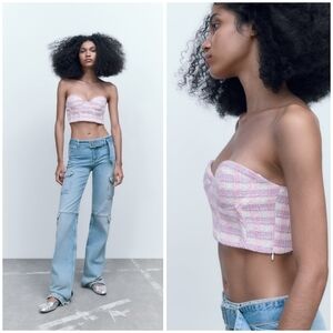 Zara tweed cropped bustier size M